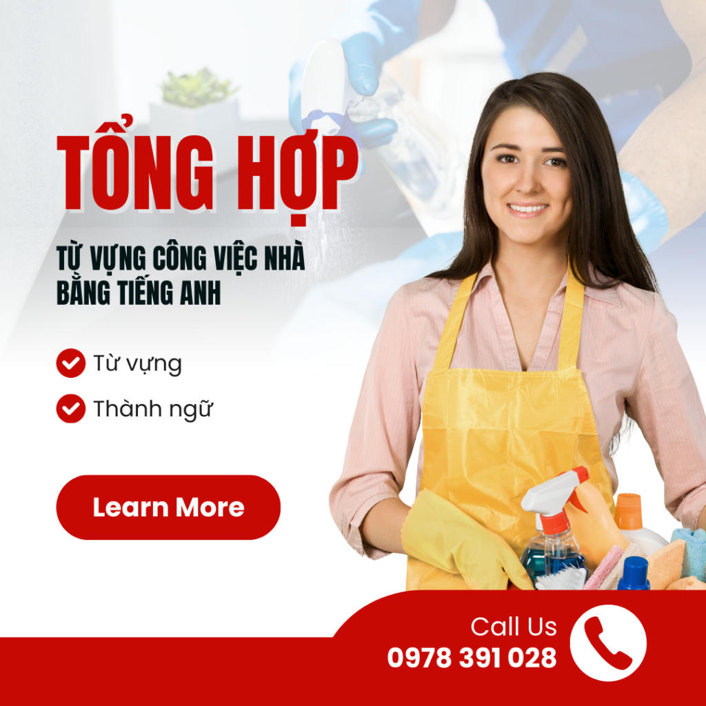 Tổng hợp từ vựng công việc nhà bằng tiếng Anh