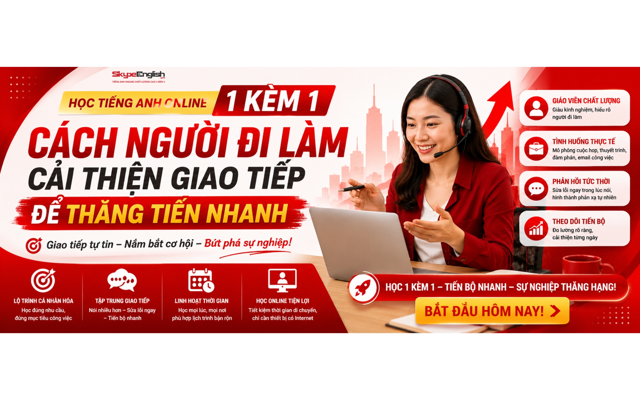 Học Tiếng Anh Online 1 Kèm 1: Cách Người Đi Làm Cải Thiện Giao Tiếp Để Thăng Tiến Nhanh