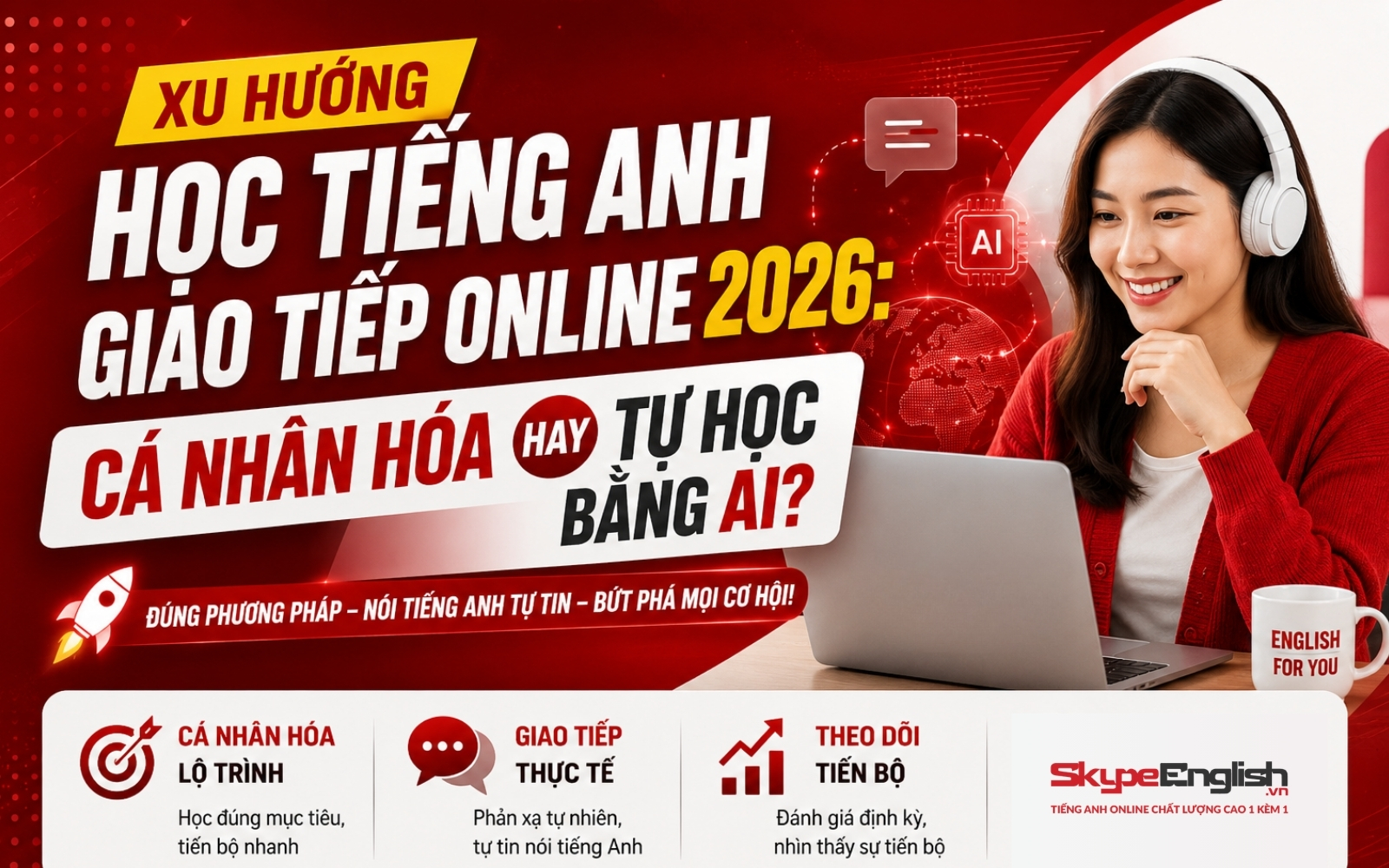 Xu hướng học tiếng Anh giao tiếp online 2026: Cá nhân hóa hay tự học bằng AI?