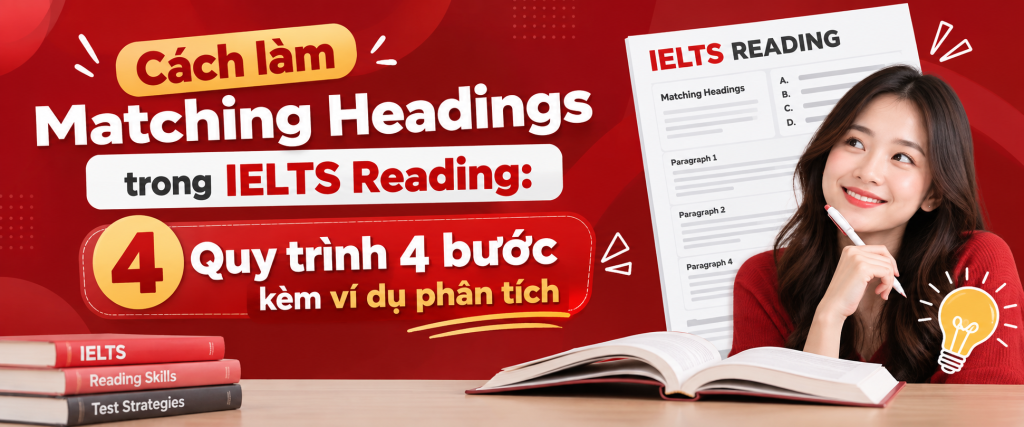 Cách làm Matching Headings trong IELTS Reading: Quy trình 4 bước kèm ví dụ phân tích Cách làm Matching Headings trong IELTS Reading: Quy trình 4 bước kèm ví dụ phân tích