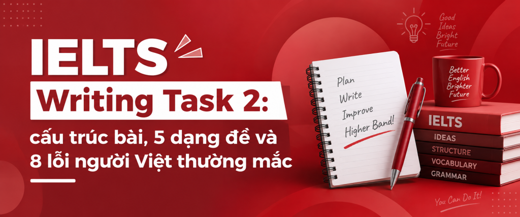 IELTS Writing Task 2: cấu trúc bài, 5 dạng đề và 8 lỗi người Việt thường mắc IELTS Writing Task 2: cấu trúc bài, 5 dạng đề và 8 lỗi người Việt thường mắc